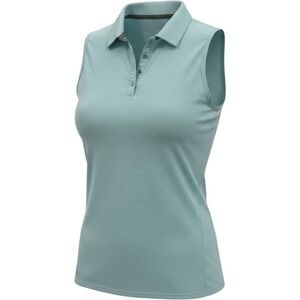Adidas Polo Shirt Women M Mint Green Sleeveless Golf Performance Pleated Back